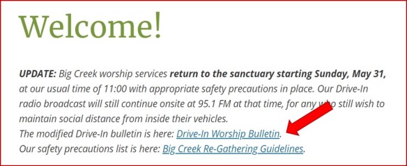 Drive-In bulletin directions
